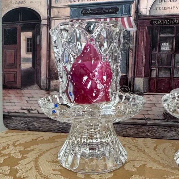 PartyLite P9246 Quilted Crystal Pair Pedestal Candle Holders - Picture 4 of 12